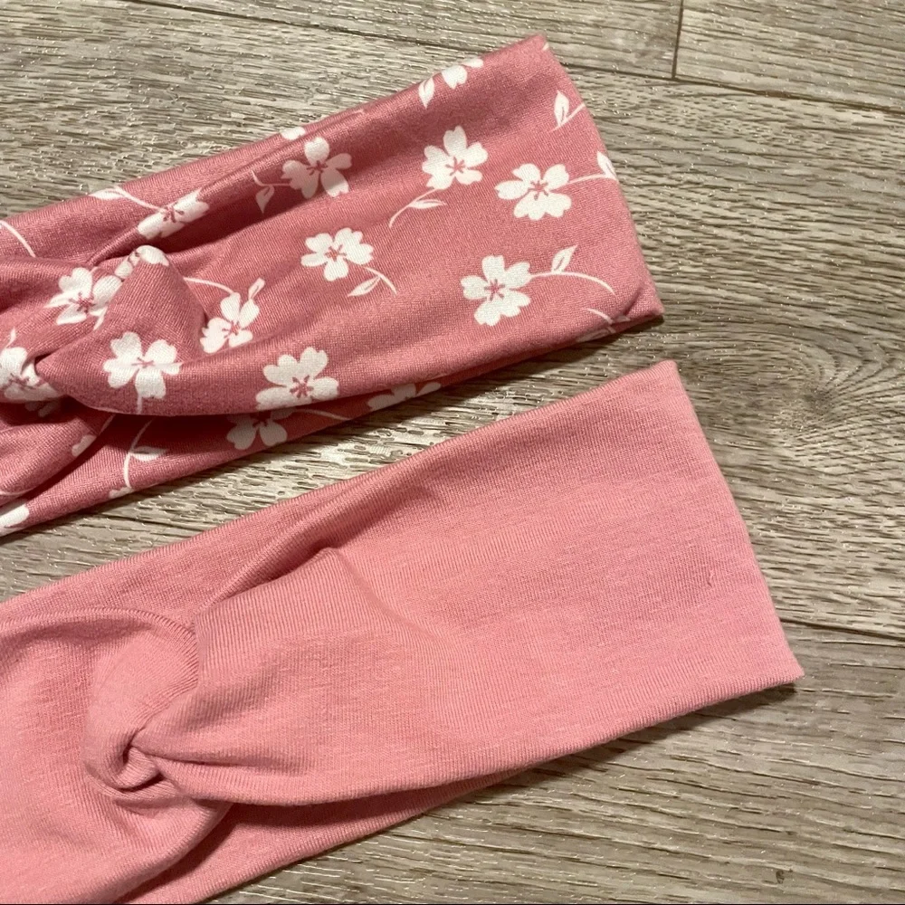 Blush Pink Spring Floral Twisted Wide Headbands NEW
